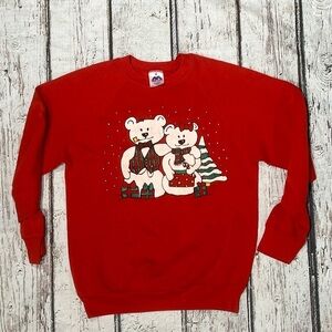Vintage 1980s Bear Family Ugly Christmas Sweater 80s Crewneck Sweatshirt Medium